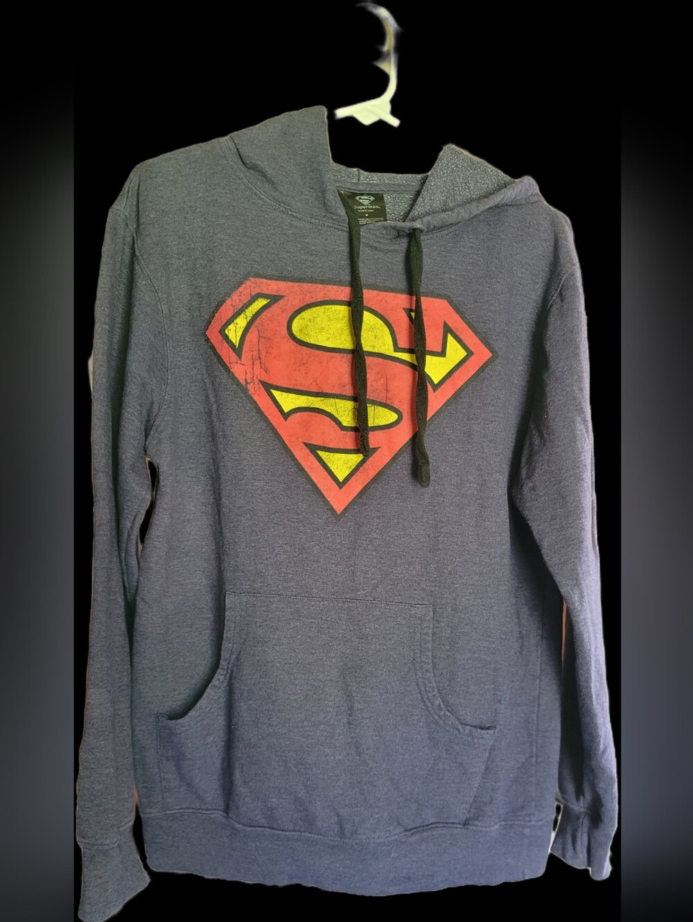 DC Comics Men's Hooded Sweatshirt with Red & Yellow Superman Emblem